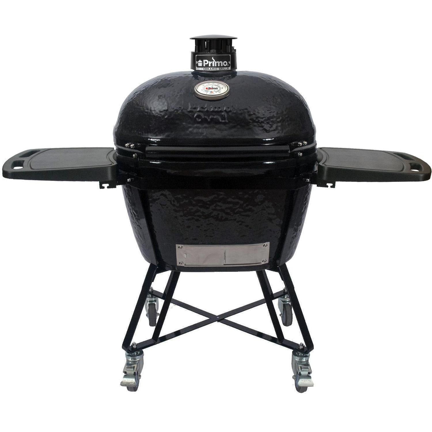 Primo All-In-One Oval XL 400 Ceramic Kamado Grill With Cradle, Side Shelves, And Stainless Steel Grates - PGCXLC (2021) - Image 1