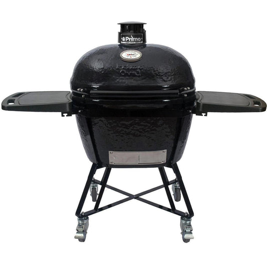 Primo All-In-One Oval XL 400 Ceramic Kamado Grill With Cradle, Side Shelves, And Stainless Steel Grates - PGCXLC (2021) - Image 1