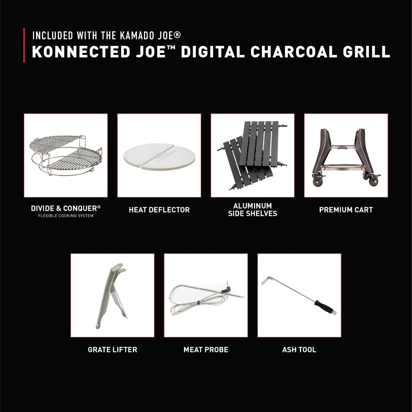 Kamado Joe Big Joe Konnected Joe Digital Charcoal Grill & Smoker w/ Auto-Ignition & Temperature Control - KJ15042425 - Image 12