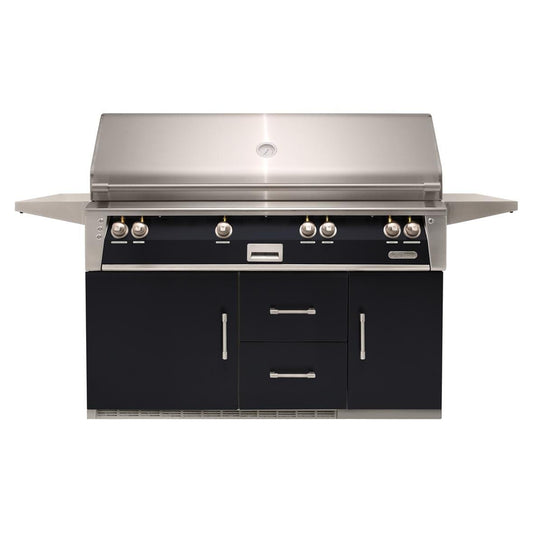 Alfresco ALXE 56-Inch Freestanding Natural Gas All Grill On Refrigerated Cart With Sear Zone And Rotisserie in Jet Black Gloss - ALXE-56BFGR-NG-S9005 - Image 1