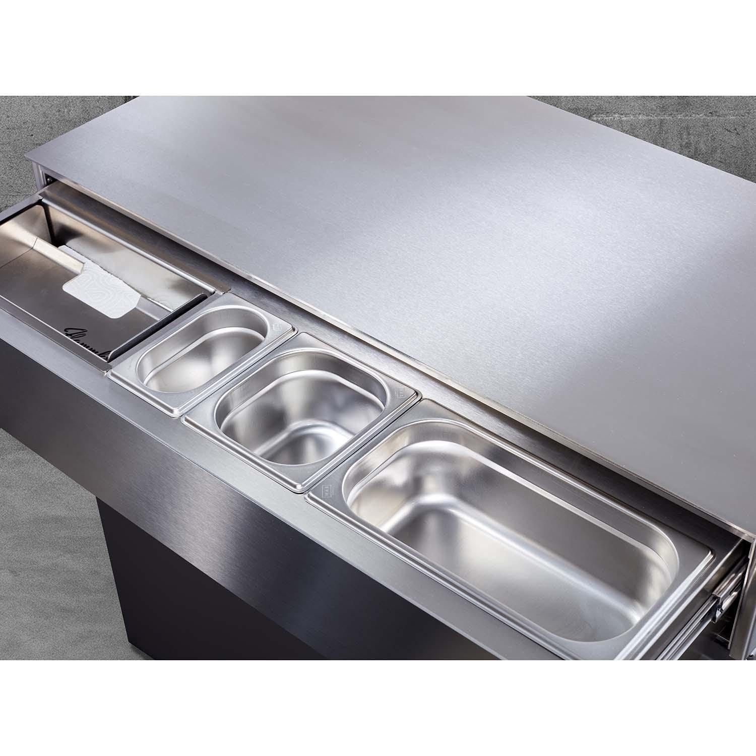 Flammkraft Model D Freestanding Natural Gas Grill & Model M Prep Center Module - Taupe - 1030974 - Image 11