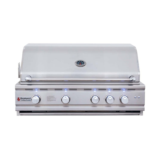 RCS Cutlass Pro 38 Inch Built-In Natural Gas Grill w/ Ceramic Briquette Tray Flame Tamers - RON38B - Image 1