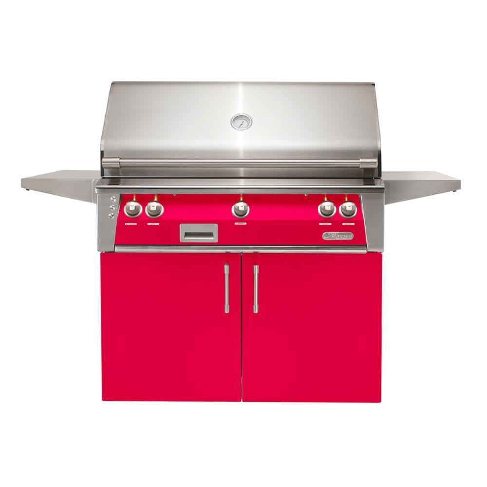 Alfresco ALXE 42-Inch Freestanding Natural Gas Grill With Sear Zone And Rotisserie in Raspberry Red - ALXE-42SZC-NG-S3027 - Image 1