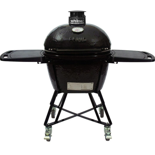 Primo All-In-One Oval Large 300 Ceramic Kamado Grill With Cradle, Side Shelves, And Stainless Steel Grates - PGCLGC (2021) - Image 1